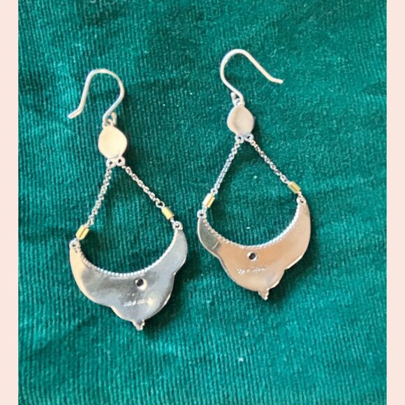 EUC Silpada Swing of Things Engraved .925 Sterling Silver & Brass Earrings W3152 - Picture 4 of 5